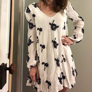 Free People embroidered long-sleeve mini dress